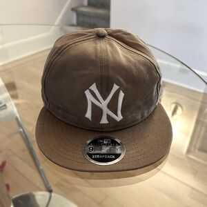 New York Yankees Hat Cap New Era Waxed Canvas Adjustable Tan Brown Cooperstown